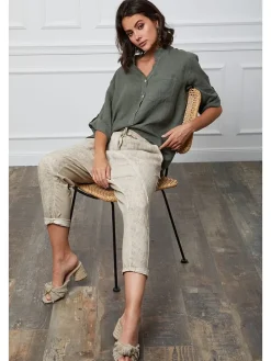 Linnen blouse "Helly" kaki
