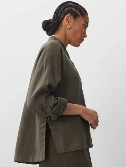 Linnen blouse kaki