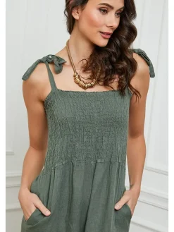 Linnen jumpsuit kaki