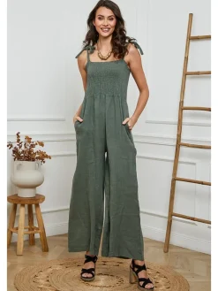 Linnen jumpsuit kaki