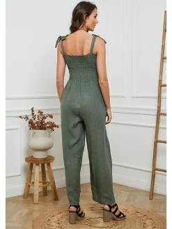Linnen jumpsuit kaki