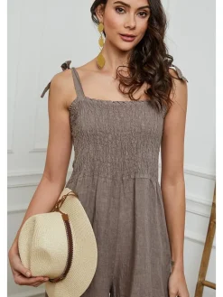 Linnen jumpsuit taupe