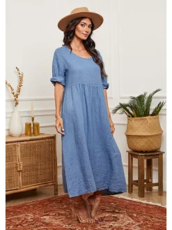 Linnen jurk blauw