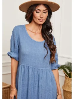 Linnen jurk blauw