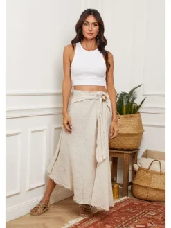Linnen rok beige