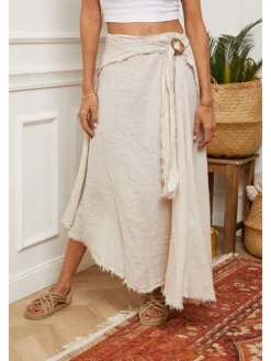 Linnen rok beige