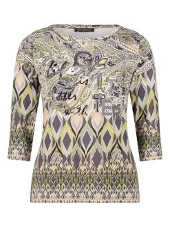 Longsleeve beige/antraciet/groen