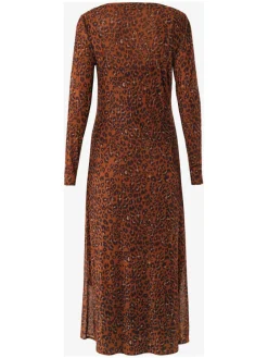 Mesh leopard dress lichtbruin
