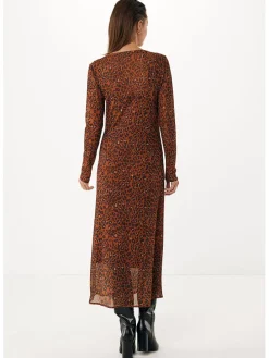 Mesh leopard dress lichtbruin