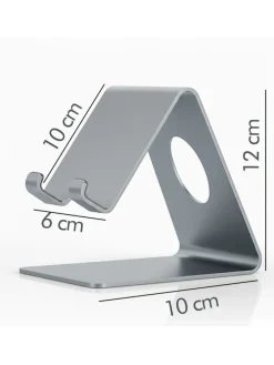 Mobiele telefoonhouder zilverkleurig - (B)6 x (H)12 x (D)10 cm