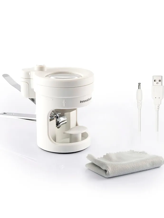 Nagelknipper grijs/wit - (H)10,5 x Ø 8,2 cm