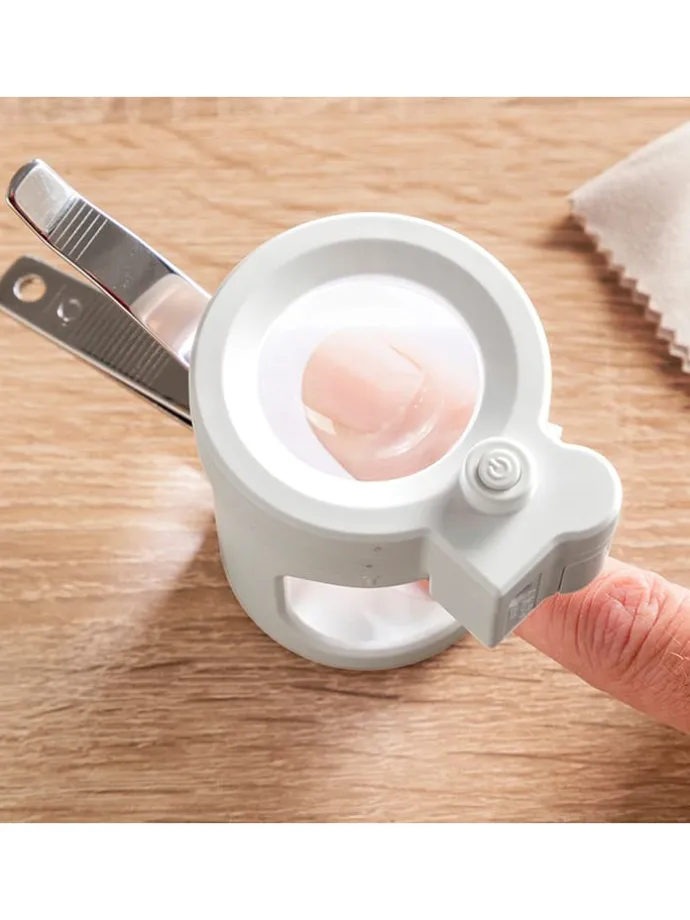 Nagelknipper grijs/wit - (H)10,5 x Ø 8,2 cm