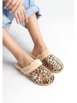 Pantoffels beige/bruin