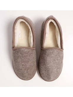 Pantoffels met lamsvacht beige