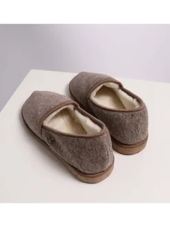 Pantoffels met lamsvacht beige