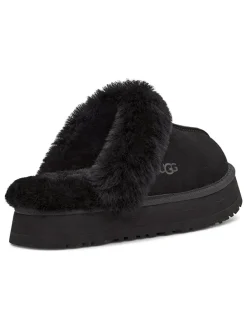 Pantoffels met lamsvacht "Disquette" zwart