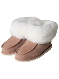 Pantoffels met lamsvacht lichtbruin