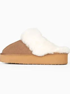Pantoffels van schapenvacht "Emeline" lichtbruin