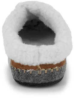 Pantoffels "Wooly" lichtbruin/wit