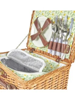 Picknickmand naturel/groen - 21 delen