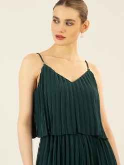 Plisseejumpsuit donkergroen