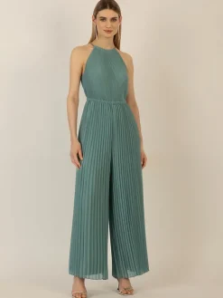Plisseejumpsuit grijsgroen