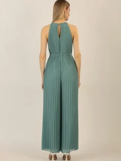 Plisseejumpsuit grijsgroen