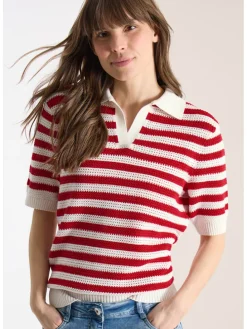 Poloshirt wit/rood
