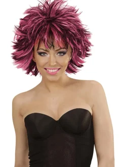 Pruik "Steamy" zwart/roze