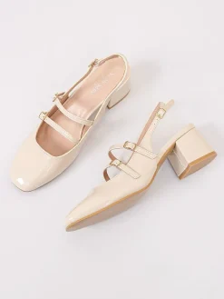 Pumps met bandje crème