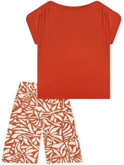 Pyjama terracotta/crème
