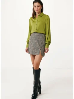 Rok beige/donkerblauw/rood
