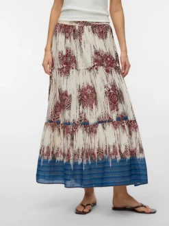 Rok beige/lichtbruin/blauw