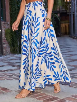 Rok blauw/crème