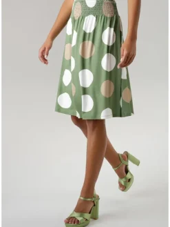 Rok groen/wit/taupe