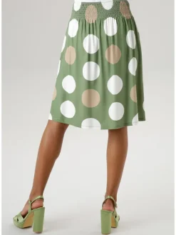 Rok groen/wit/taupe