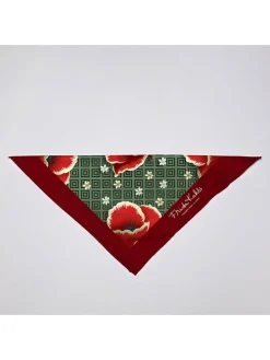 Satijnen bandana "Amapola" rood/groen - (L)55 x (B)55 cm