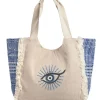 Schoudertas crème/blauw - (B)22 x (H)12,5 x (D)6 cm