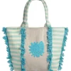 Schoudertas crème/turquoise - (B)22 x (H)12,5 x (D)6 cm