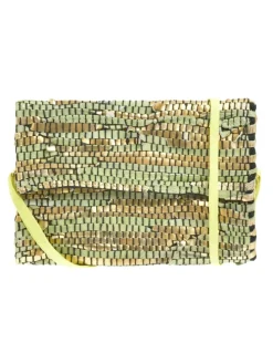 Schoudertas goudkleurig/groen - (B)30 x (H)20 x (D)6 cm