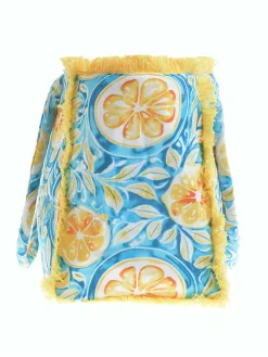 Schoudertas lichtblauw/geel - (B)35 x (H)30 x (D)20 cm