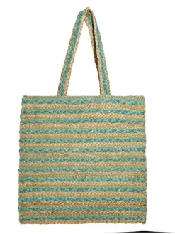 Schoudertas turquoise/beige - (B)40 x (H)40 x (D)3 cm