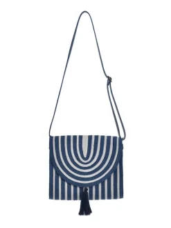 Schoudertas wit/blauw - (B)26 x (H)21 x (D)8 cm