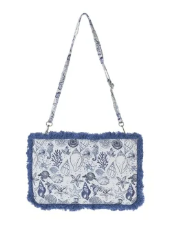 Schoudertas wit/blauw - (B)30 x (H)20 x (D)2 cm