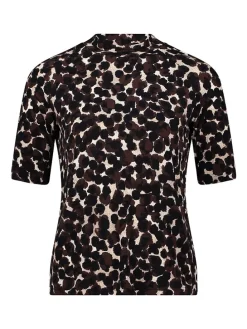 Shirt donkerbruin/zwart/wit