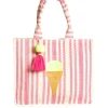 Shopper crème/roze - (B)40 x (H)35 x (D)15 cm