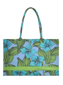 Shopper lichtblauw/groen - (B)58 x (H)32 cm