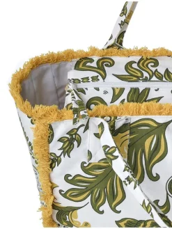 Shopper wit/kaki - (B)42 x (H)30 x (D)20 cm