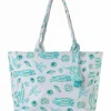 Shopper wit/turquoise - (B)42 x (H)35 x (D)20 cm