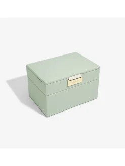 Sieradenkistje mintgroen - (B)18 x (H)12,5 x (D)11,5 cm